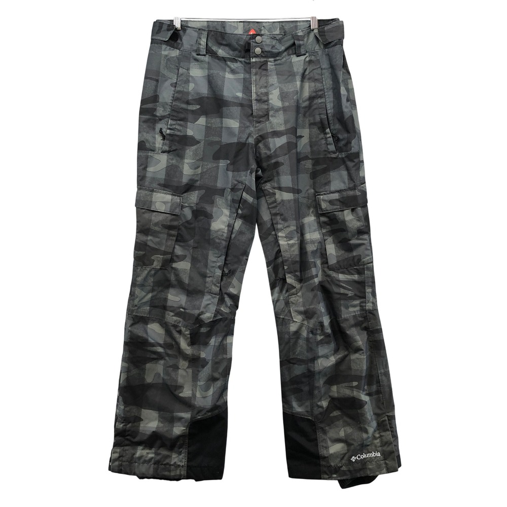 Columbia Snow Pants Mens Large Gray Camo Omni-Heat Cargo Winter Ski SM8386